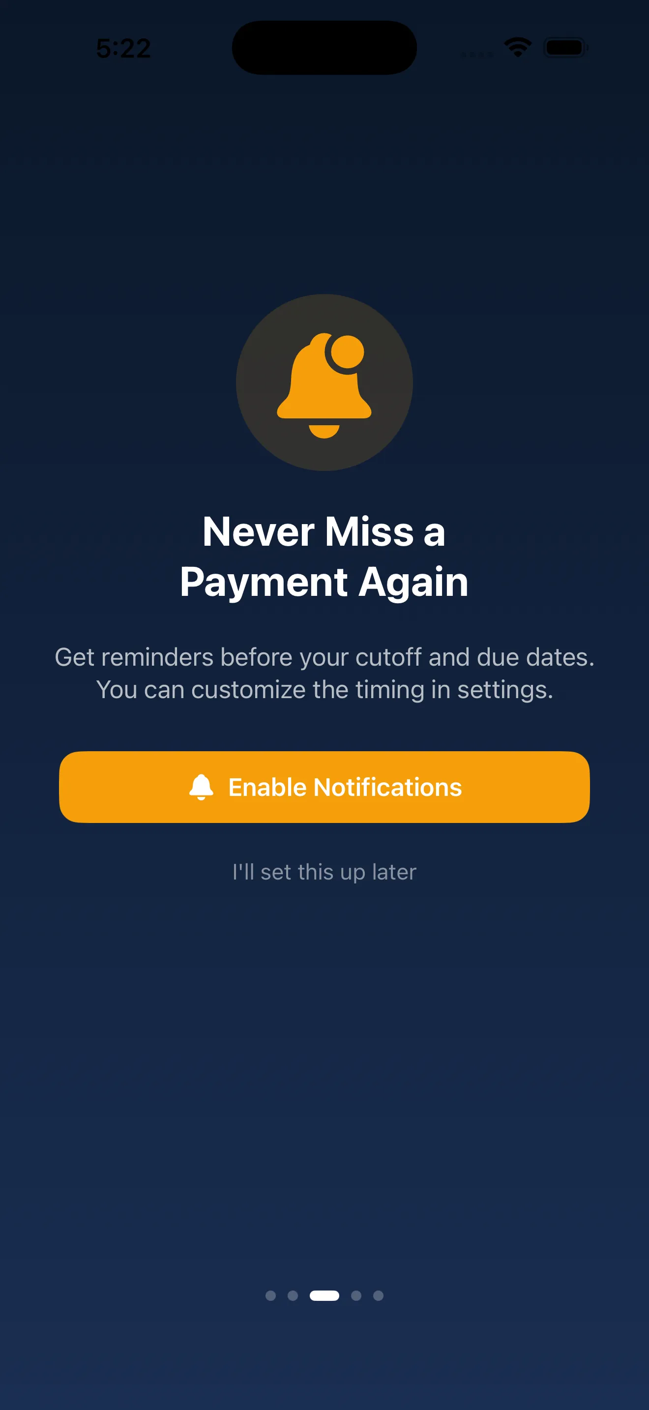 BillWise notification permission \x{2014} Never miss a payment again