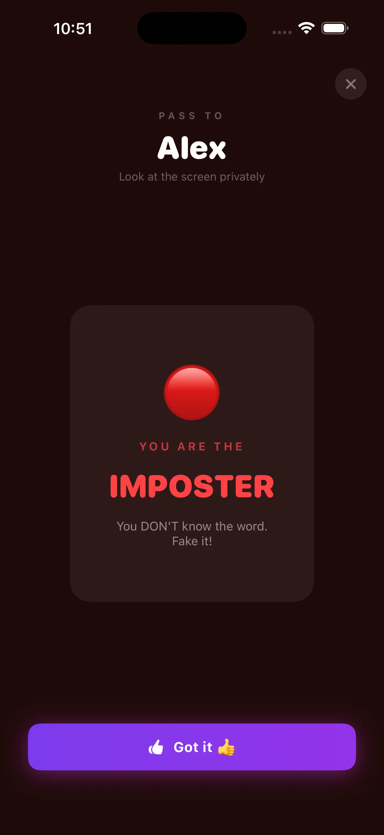 Blend In! imposter reveal \u{2014} You are the IMPOSTER