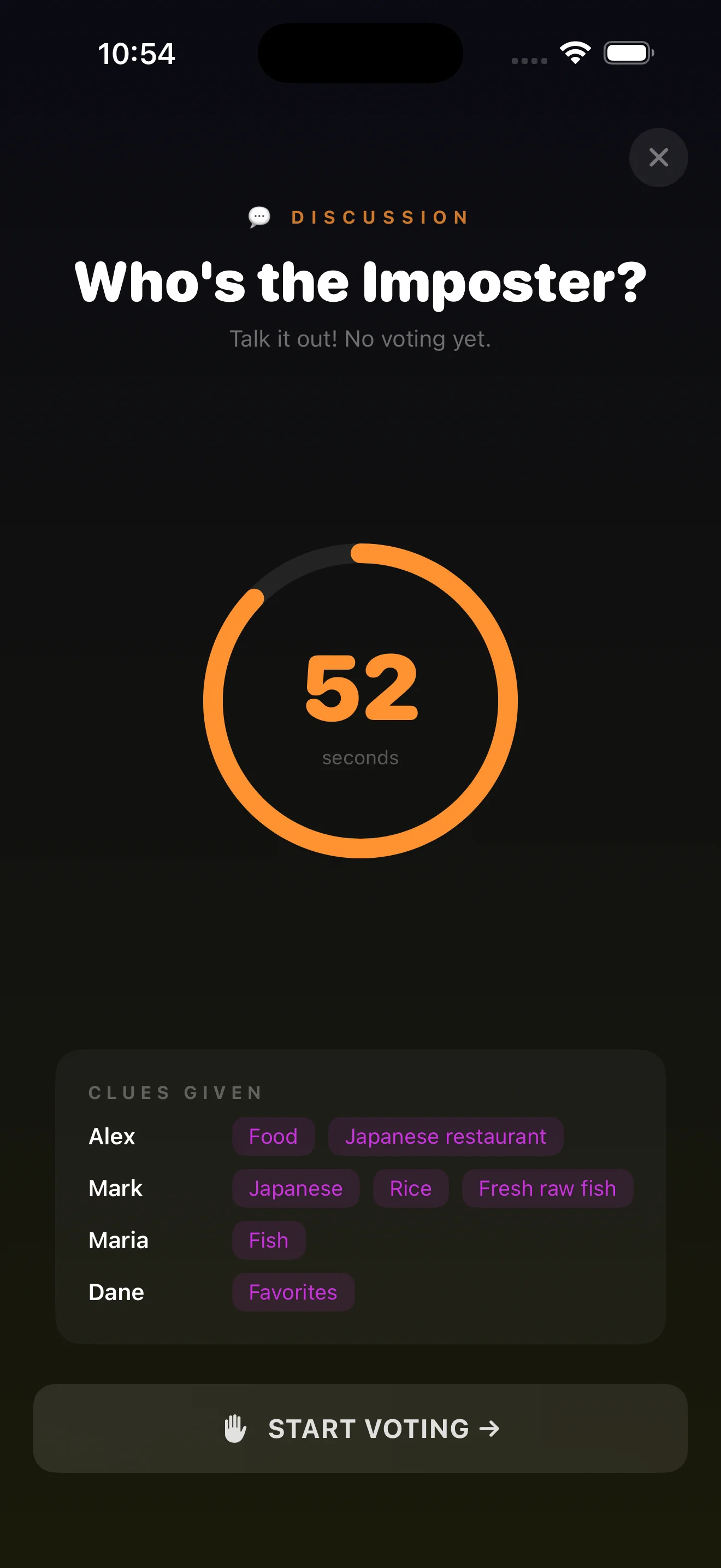 Blend In! discussion phase \u{2014} Who\u{2019}s the Imposter?