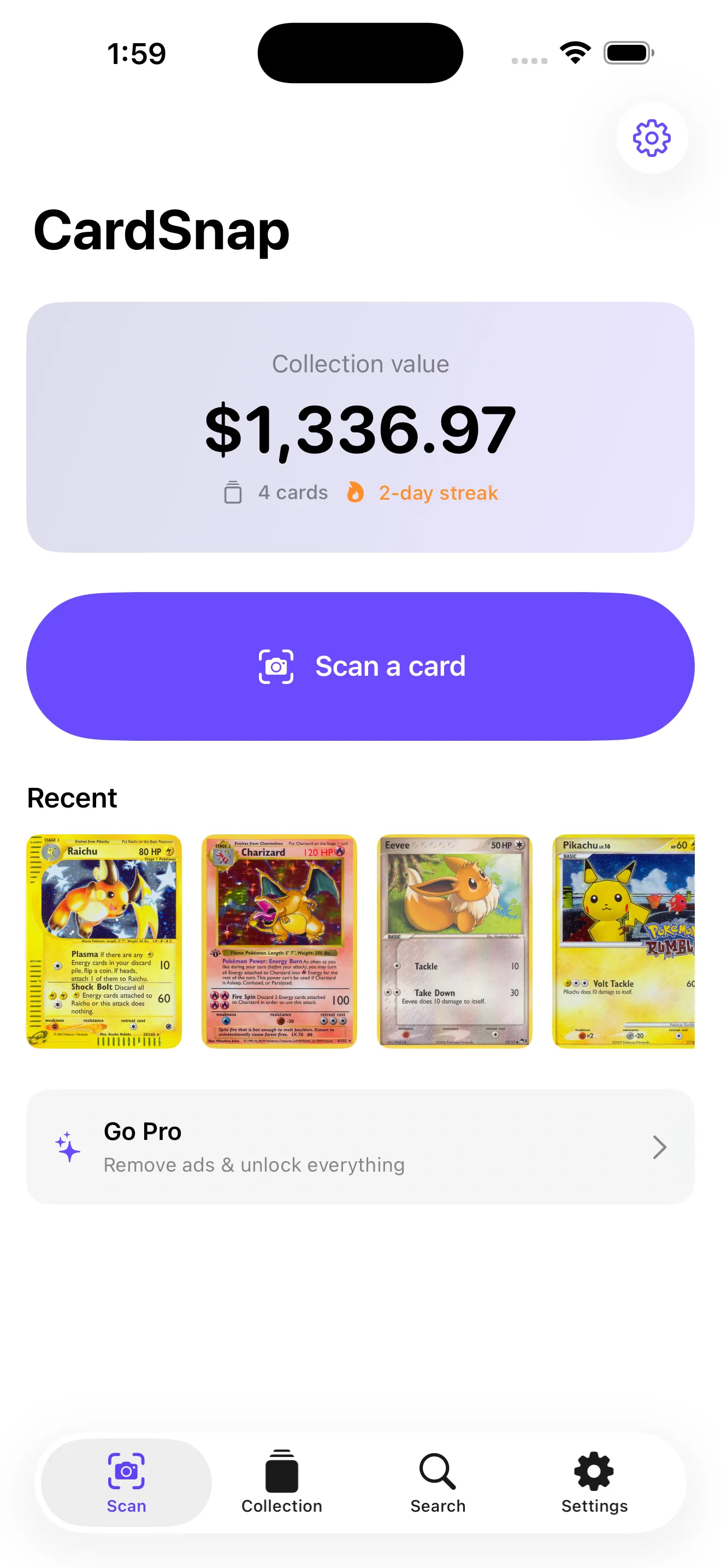 CardSnap on iPhone