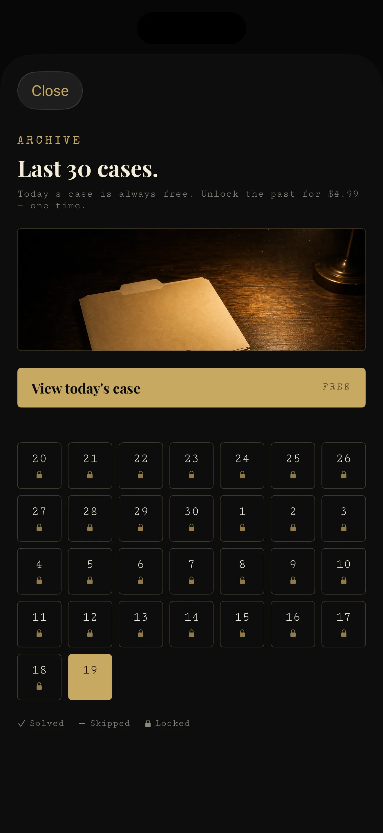 Casefile Daily case archive