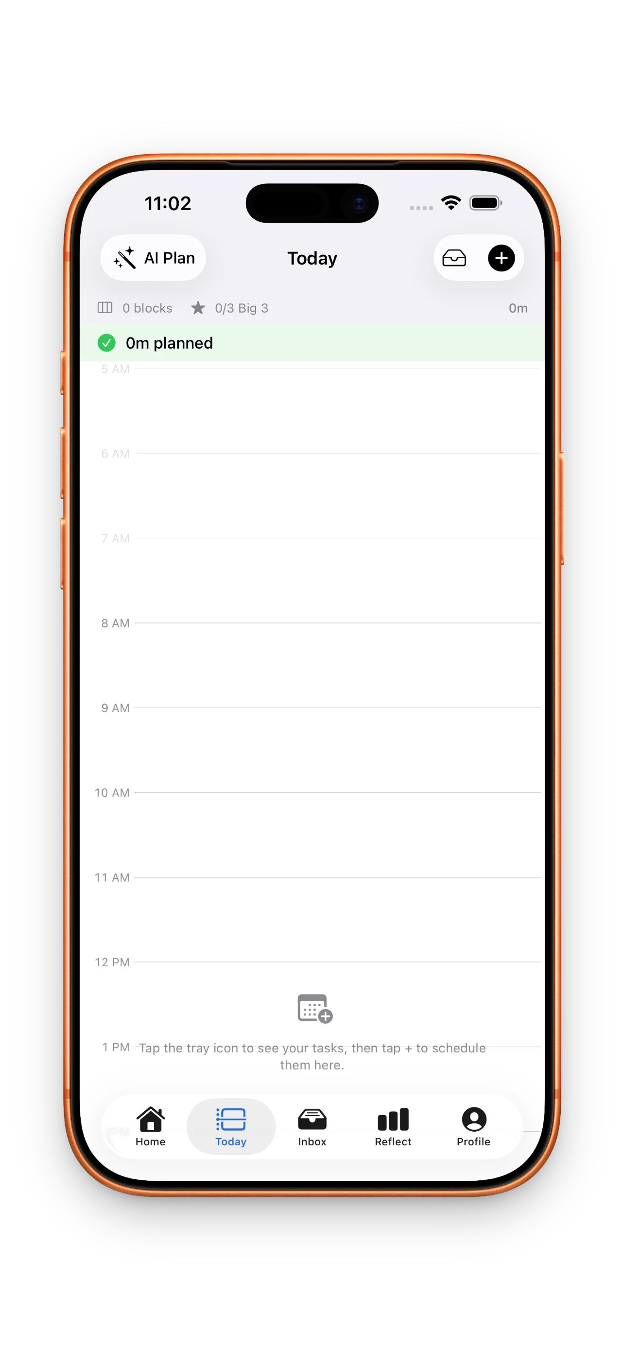 DayBox timeline showing tasks scheduled alongside calendar events