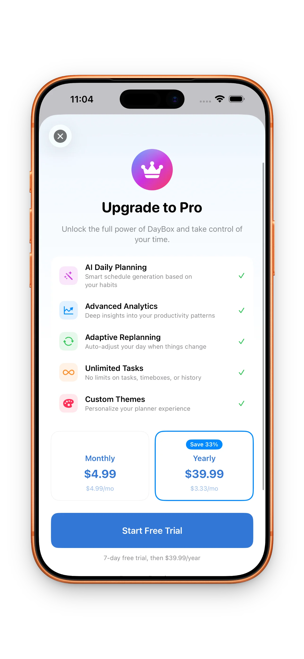 DayBox DayBox Pro subscription upgrade screen