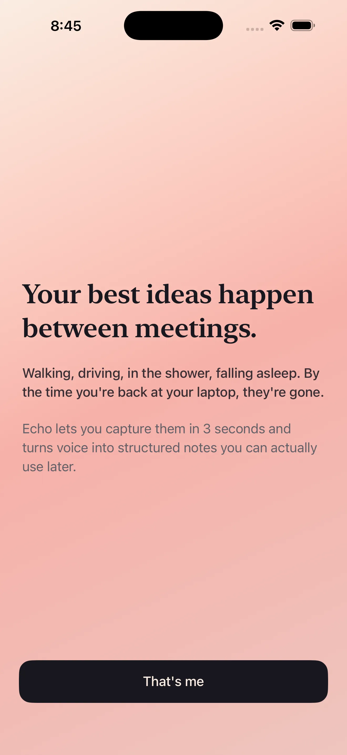 Echo onboarding - voice ideas become useful notes