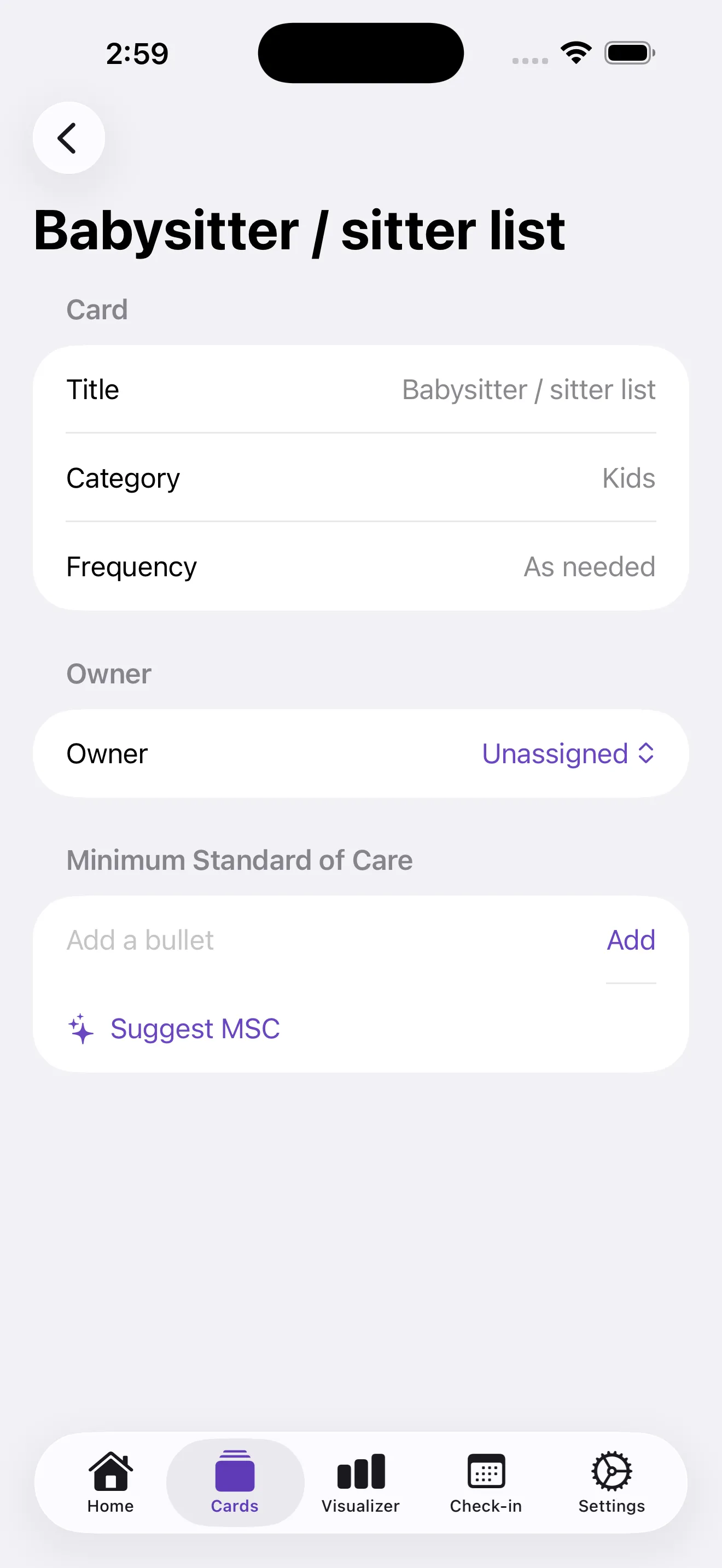 FairShare create/edit card composer