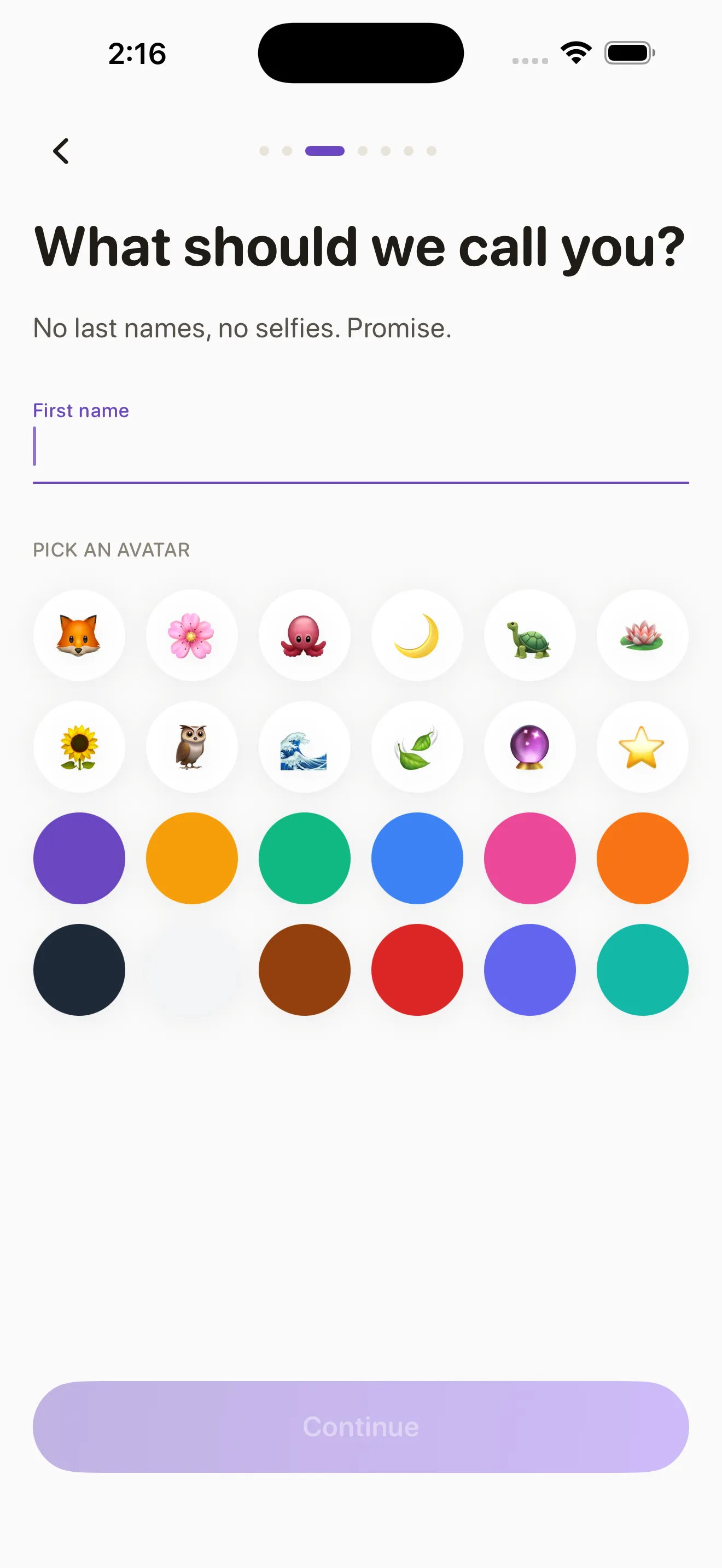 FairShare ask your name onboarding