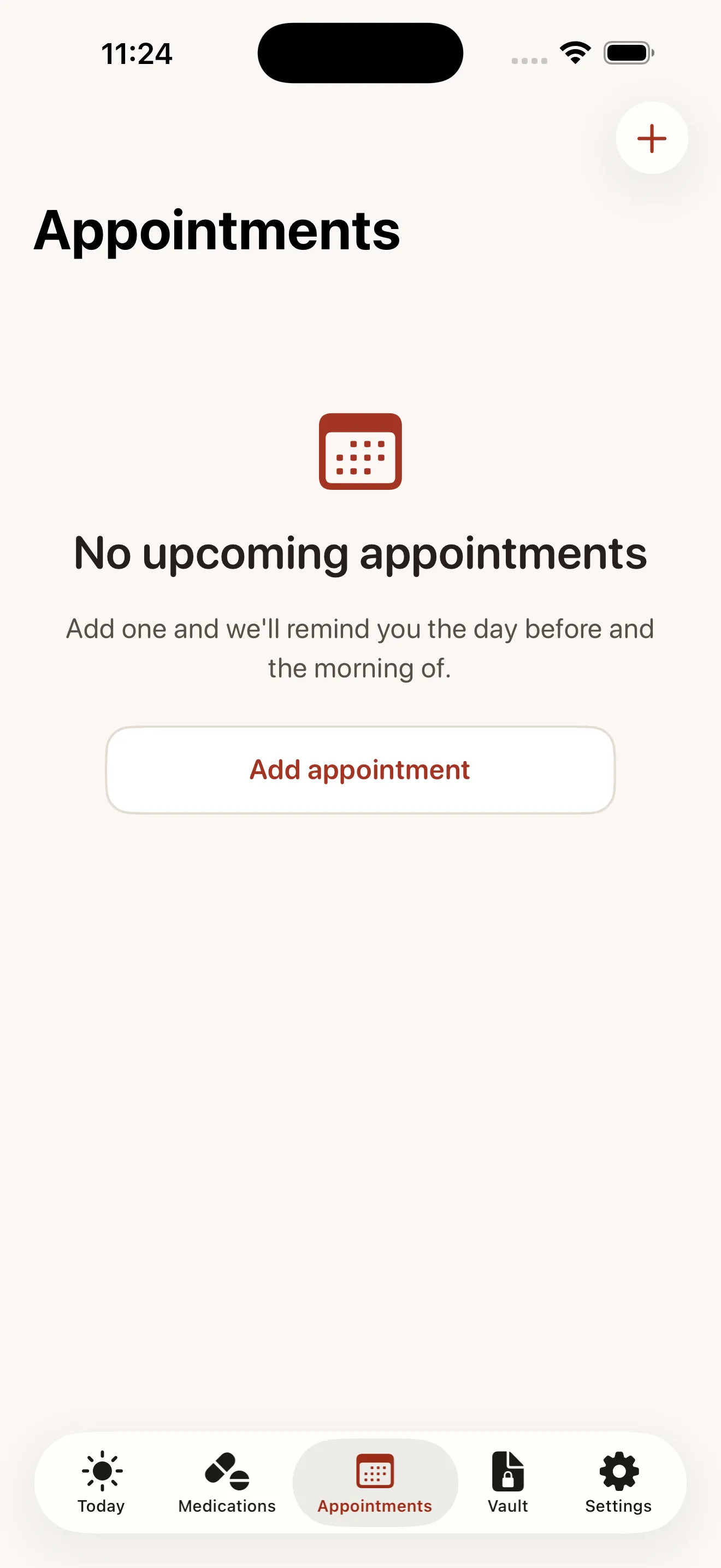 Kindred appointments list with reminders and assignments