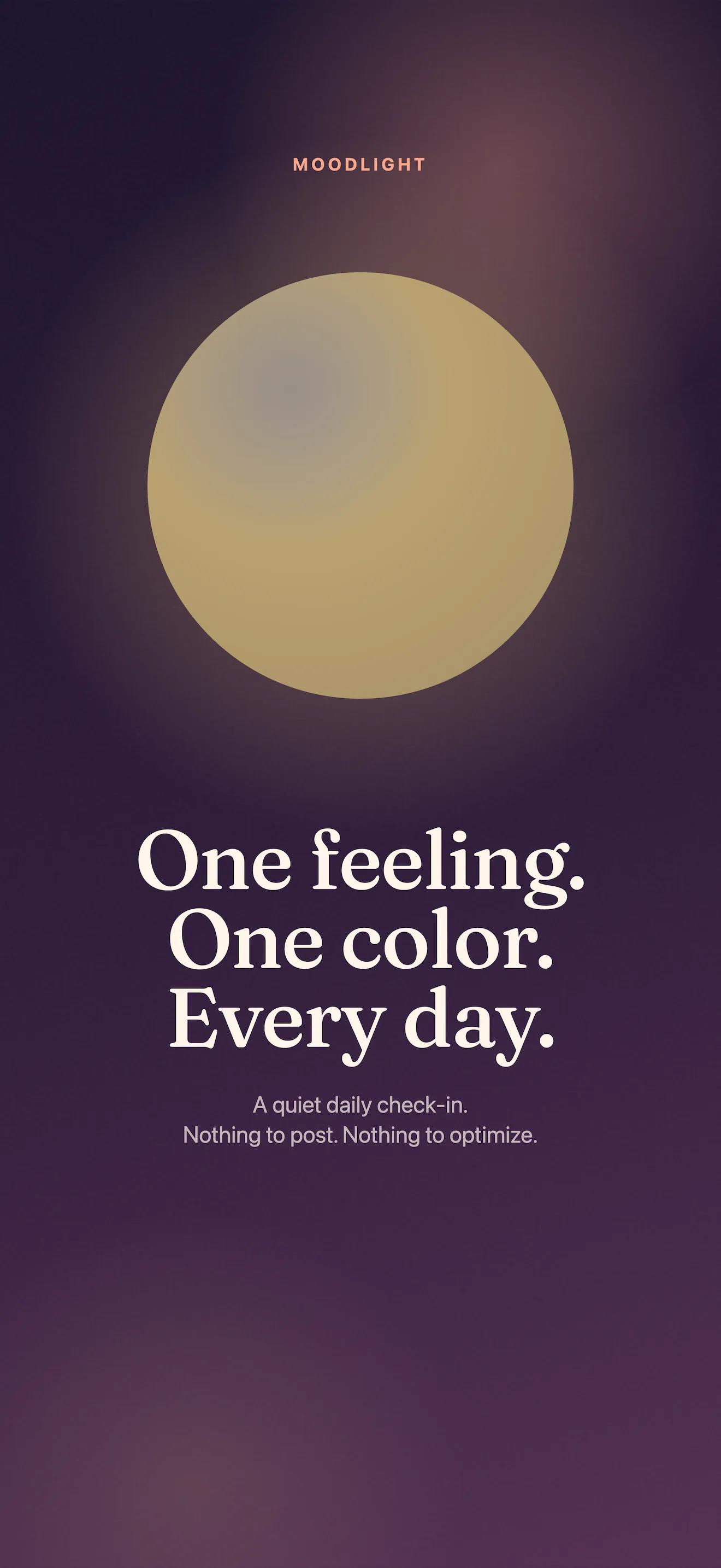 MoodLight hero — How are you, really? Five orbs and the brand mark