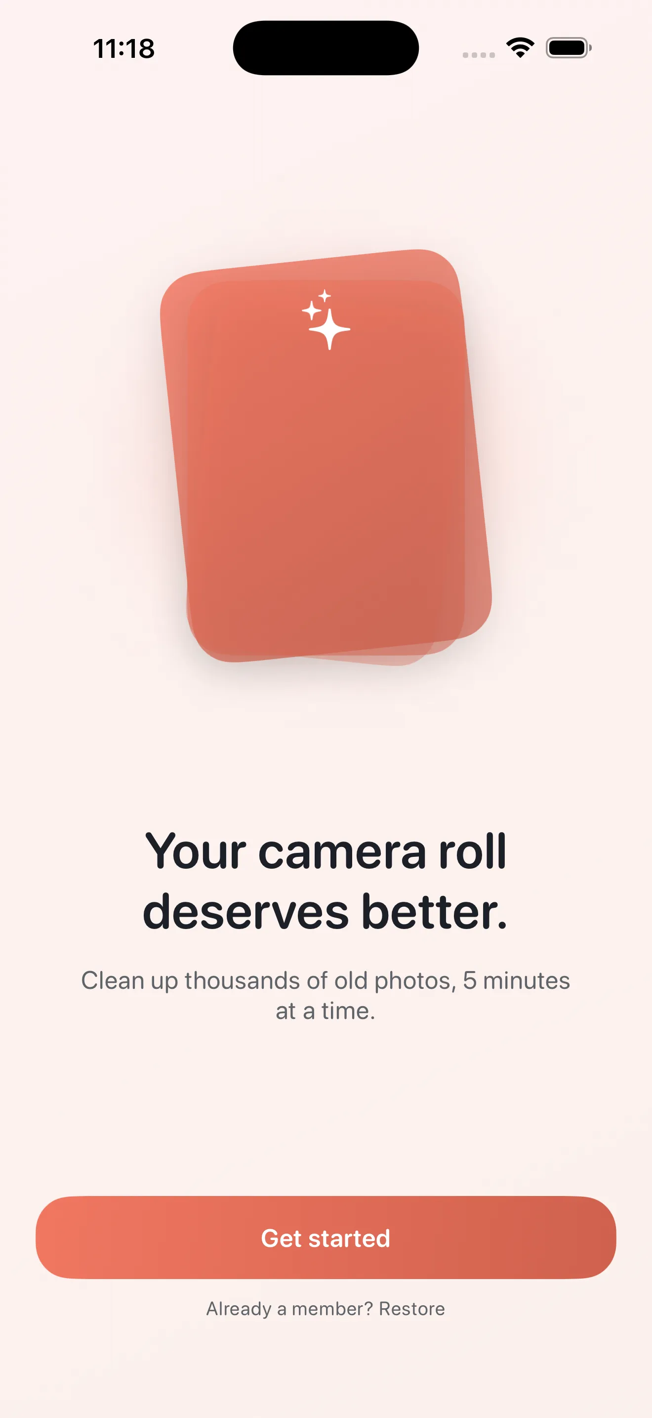 Phlash onboarding — your camera roll deserves better