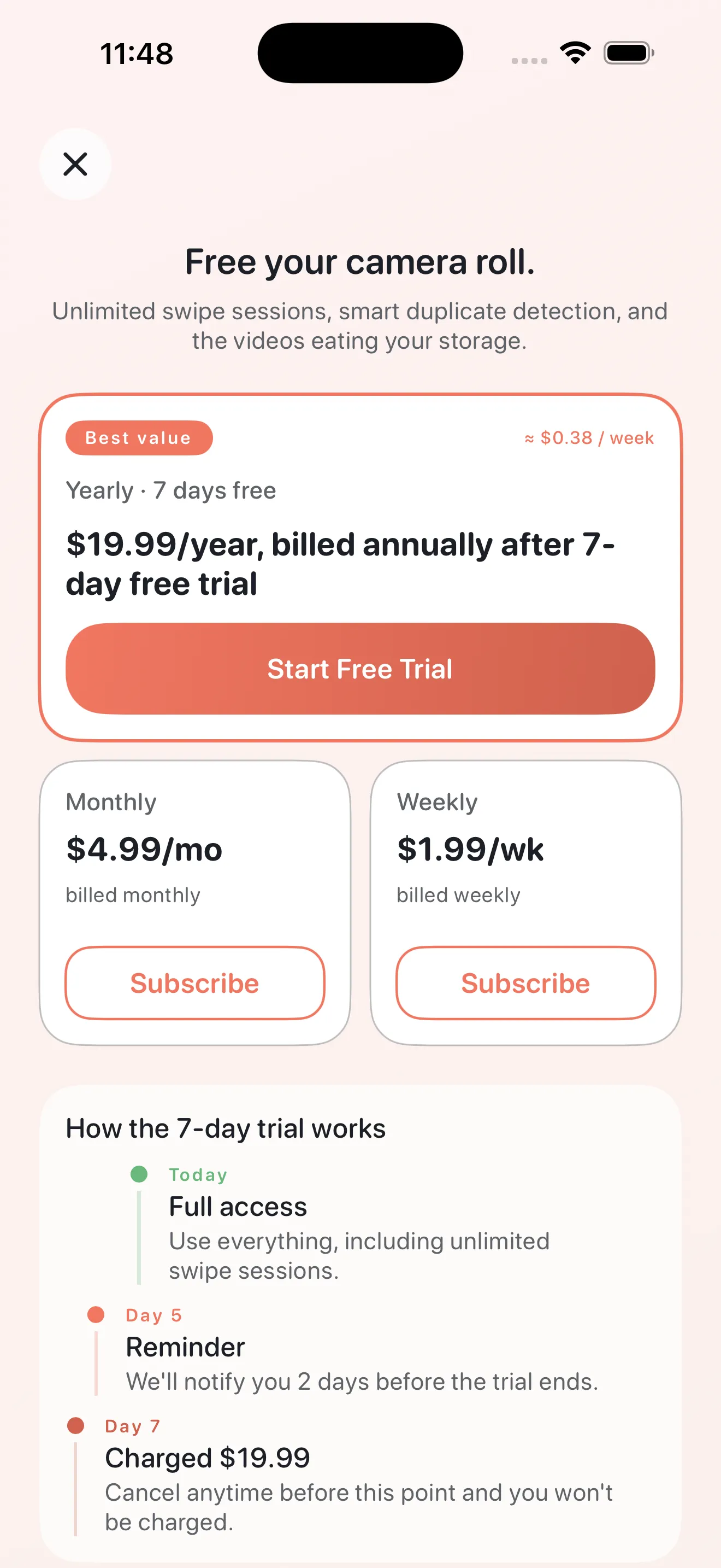 Phlash Pro paywall with plans