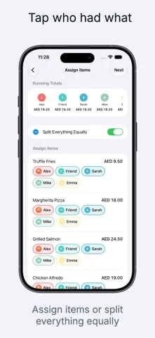 SplitSnap home dashboard with Scan a Bill CTA
