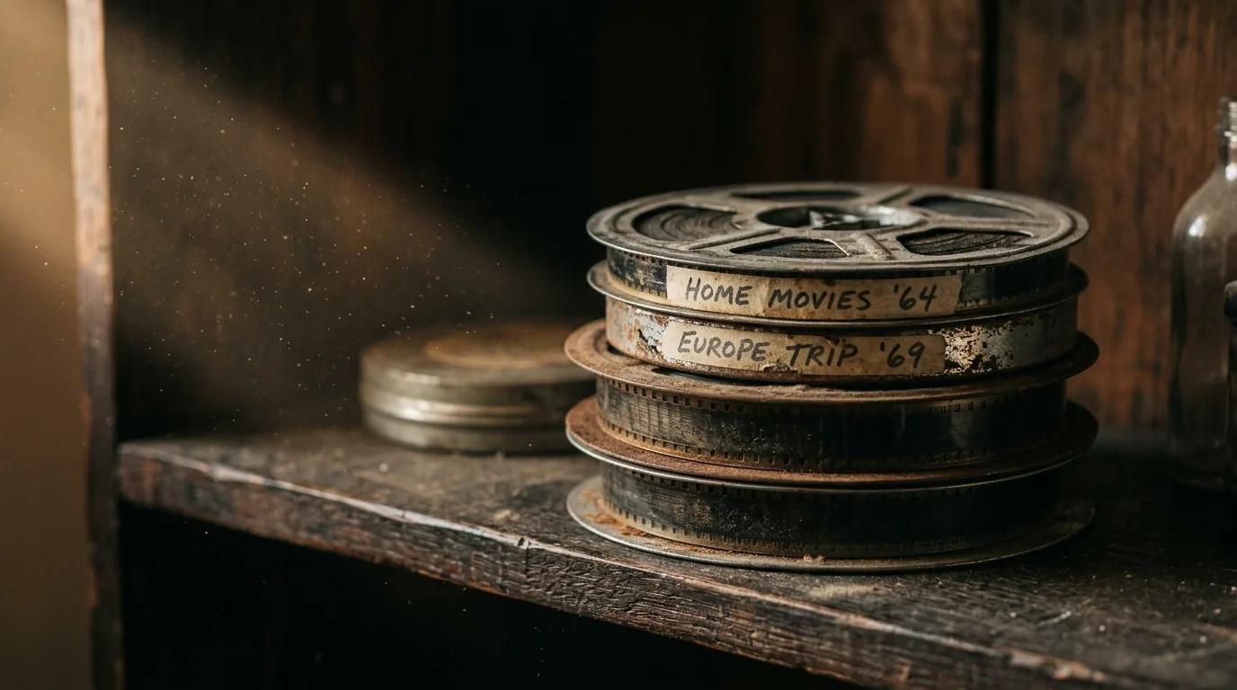 A stack of old film reels representing large, forgotten video files
