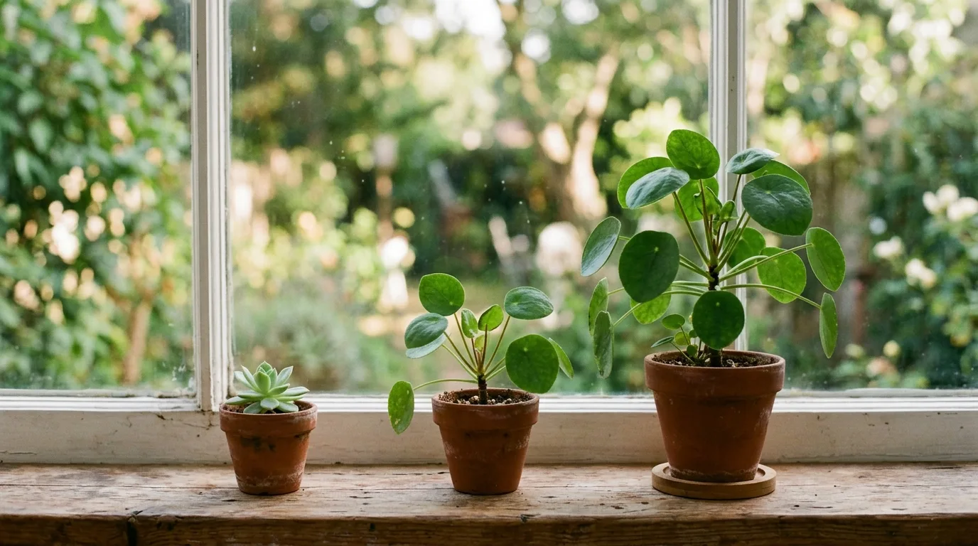 A small potted plant growing in stages, symbolizing steady progress and habit building