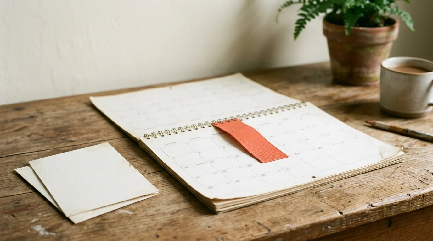 Calendar and cards on a table suggesting billing cycles, no readable dates or UI